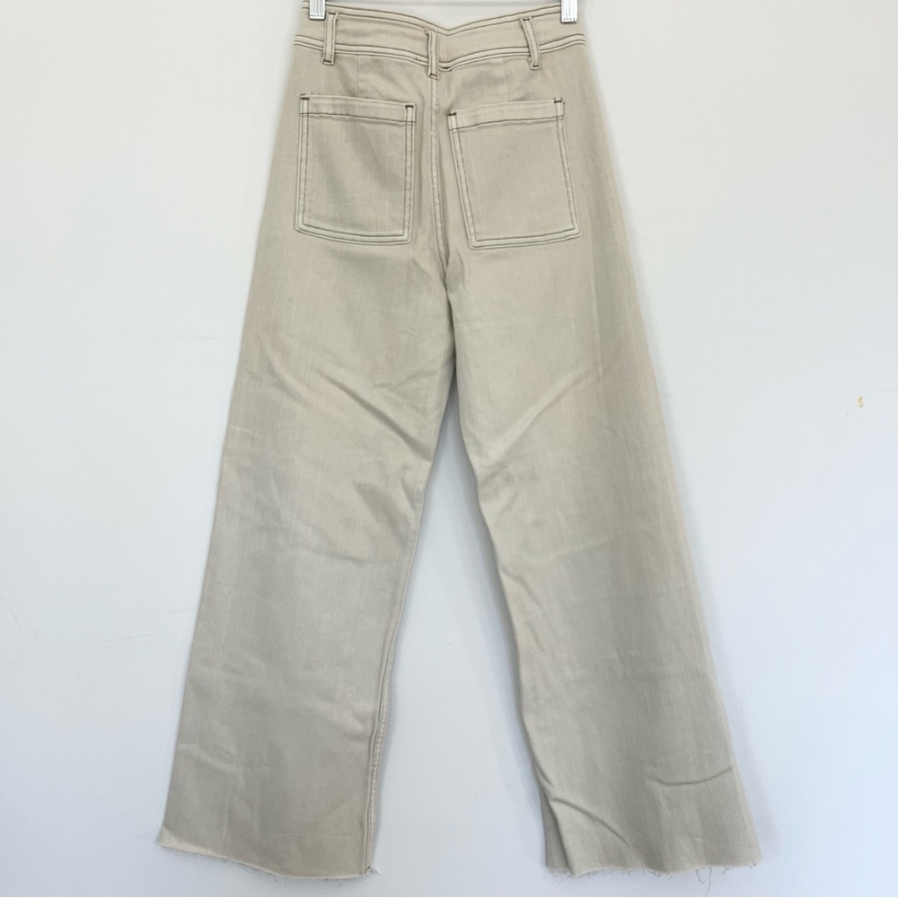High-Waist Wide Leg Jeans in Beige - Women's Flare Jeans - Picture 11 of 14